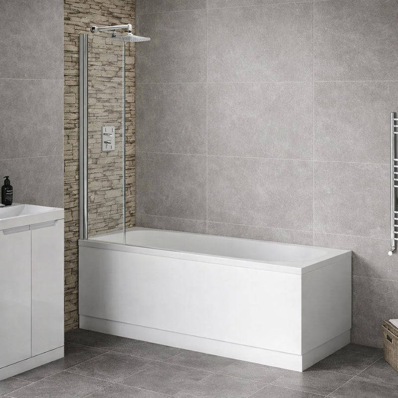 Brand New Bathrooms Mini Bath Screen (1 size, 2 styles, Chrome) - Brand New Bathrooms