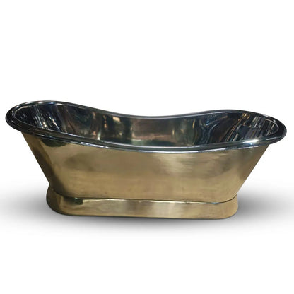 Coppersmith Creations Slanting Base Brass Bathtub (1 size, Nickel Plated Interior) - Brand New Bathrooms