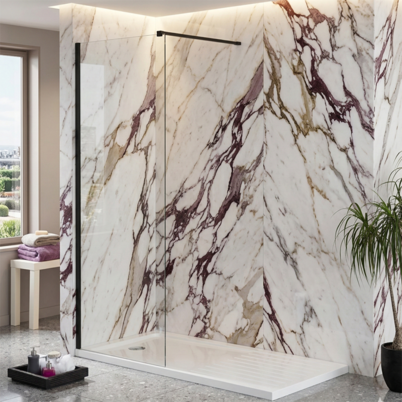 Brand New Bathrooms 10mm Black/Clear Wetroom Panels (8 sizes, Black) - Brand New Bathrooms