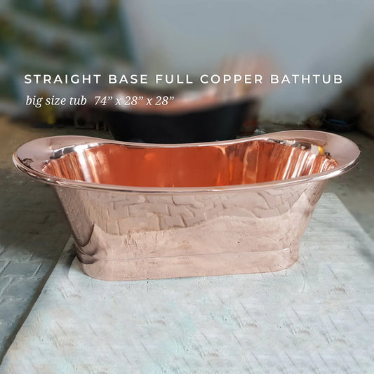 Coppersmith Creations Straight Base Large Copper Bathtub (1 size, Shiny Polished Copper) - Brand New Bathrooms