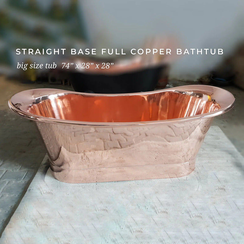 Coppersmith Creations Straight Base Large Copper Bathtub (1 size, Shiny Polished Copper) - Brand New Bathrooms