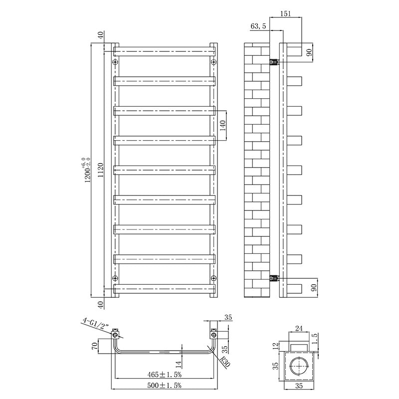 Tailored Bathrooms Hastings Towel Warmer (2 sizes, 2 colours) - Brand New Bathrooms