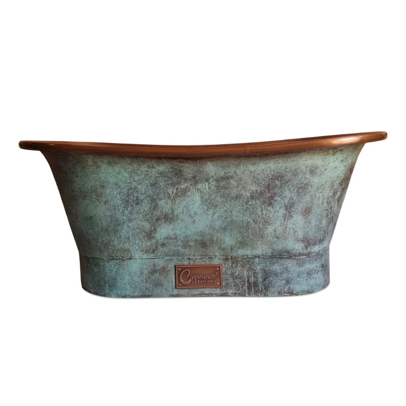 Coppersmith Creations Copper Bathtub (1 size, Copper Interior, Blue Green Exterior) - Brand New Bathrooms