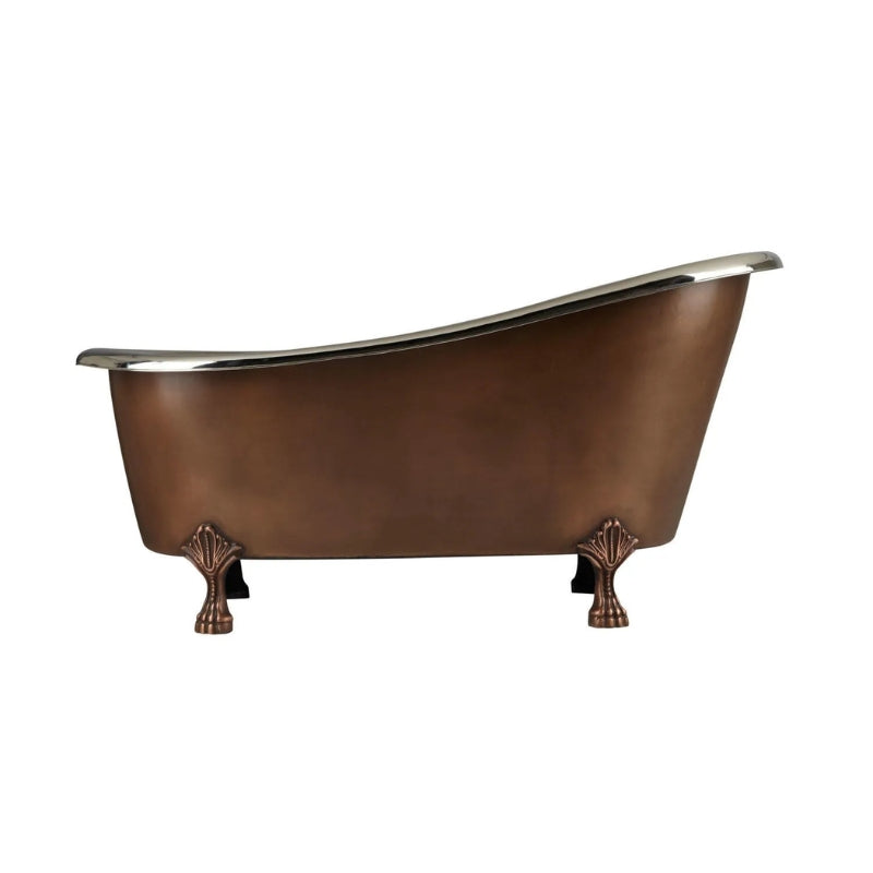 Coppersmith Creations Copper Clawfoot Slipper Tub Nickel Interior (2 size, Antique Copper) - Brand New Bathrooms