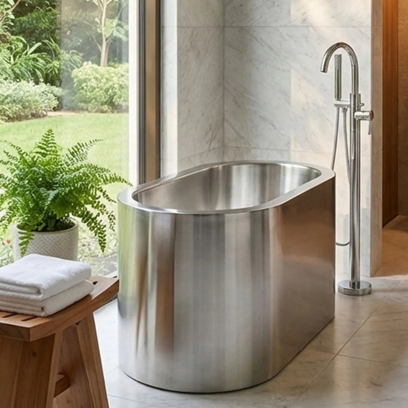 Coppersmith Creations Double Wall Stainless Steel with Built-In Dual Seats Bathtub (1 size, Steel) - Brand New Bathrooms