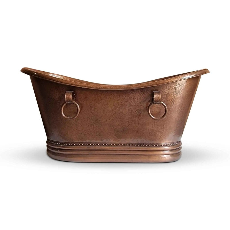 Coppersmith Creations Hammered Bathtub with Ring Handles (2 sizes, Antique Hammered Copper) - Brand New Bathrooms