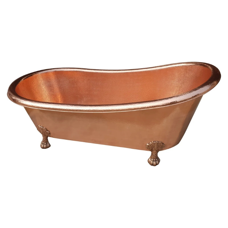 Coppersmith Creations Hammered Clawfoot Copper Bathtub Single Slipper (1 size, Full Copper) - Brand New Bathrooms