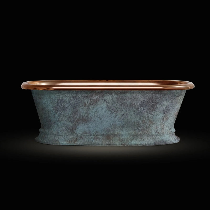 Coppersmith Creations Pedestal Copper Bathtub (2 sizes, Patina Exterior, Polished Copper Interior) - Brand New Bathrooms