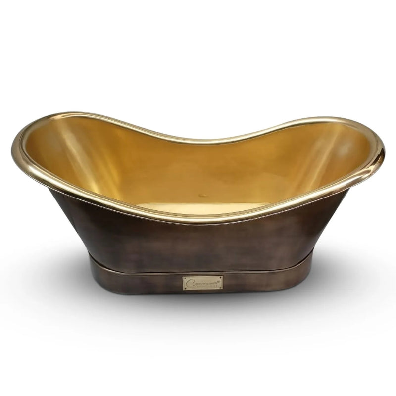 Coppersmith Creations Roll Top Brass Bathtub (1 size, Polished Brass Interior, Antique Brass Exterior) - Brand New Bathrooms