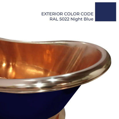 Coppersmith Creations Slanting Base Copper Bathtub (1 size, Copper Base and Interior, Night Blue Exterior) - Brand New Bathrooms
