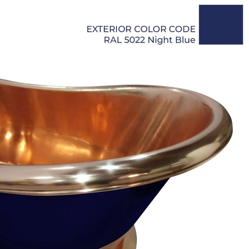 Coppersmith Creations Slanting Base Copper Bathtub (1 size, Copper Base and Interior, Night Blue Exterior) - Brand New Bathrooms