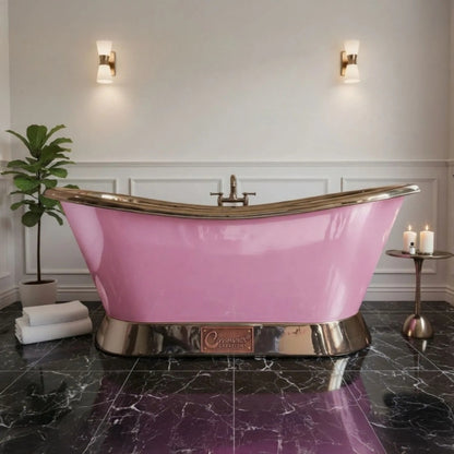 Coppersmith Creations Slanting Base Copper Bathtub (1 size, Nickel Interior, Heather Violet Exterior) - Brand New Bathrooms