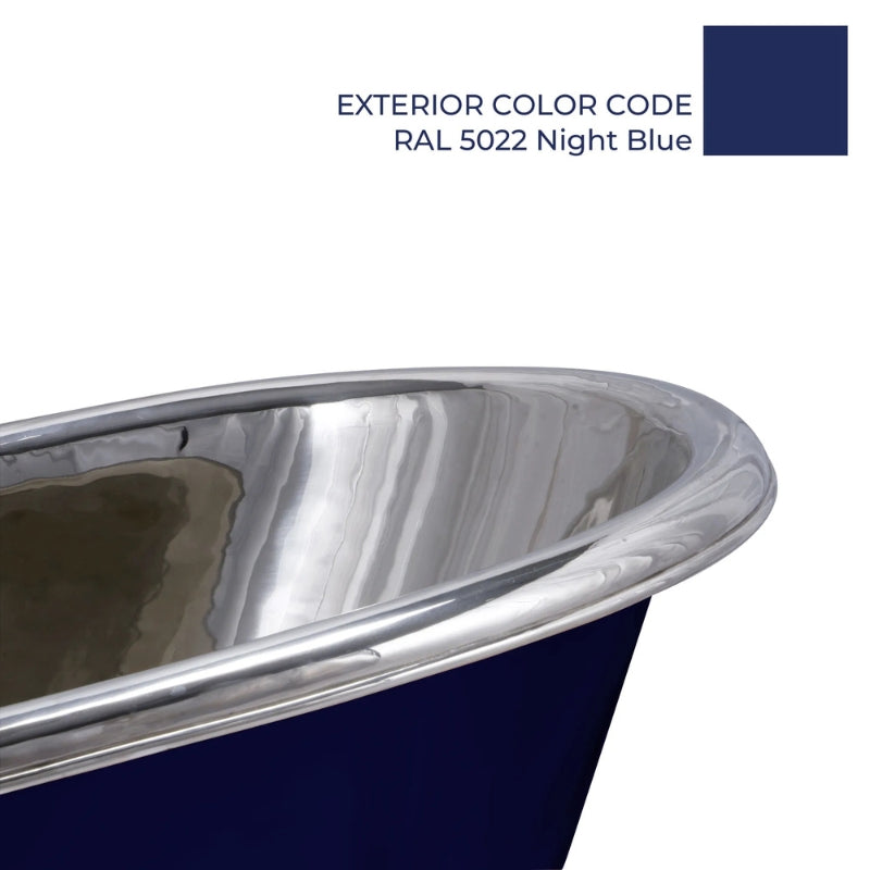 Coppersmith Creations Slanting Base Copper Bathtub (1 size, Nickel Interior, Night Blue Exterior) - Brand New Bathrooms