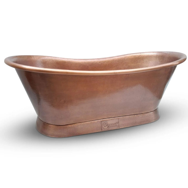 Coppersmith Creations Slanting Base Roll Top Pipe Bathtub (2 sizes, Antique Hammered Finish) - Brand New Bathrooms