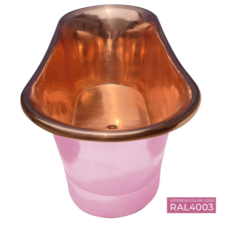 Coppersmith Creations Straight Base Copper Bathtub (1 size, Polished Copper Interior, Heather Violet Exterior) - Brand New Bathrooms
