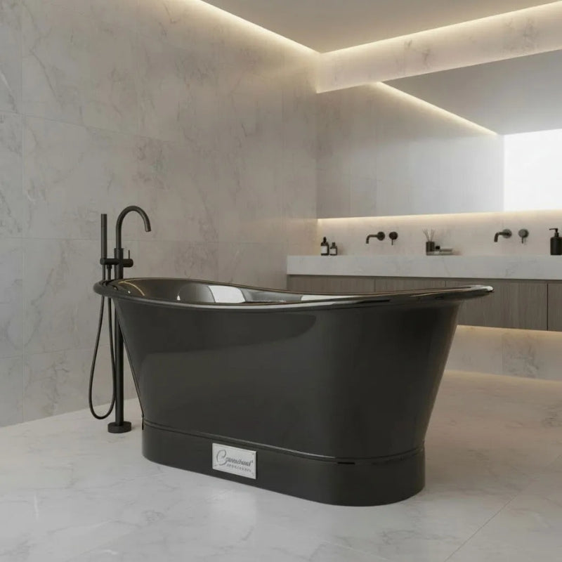 Coppersmith Creations Straight Base Stainless Steel Bathtub (1 size, Black) - Brand New Bathrooms