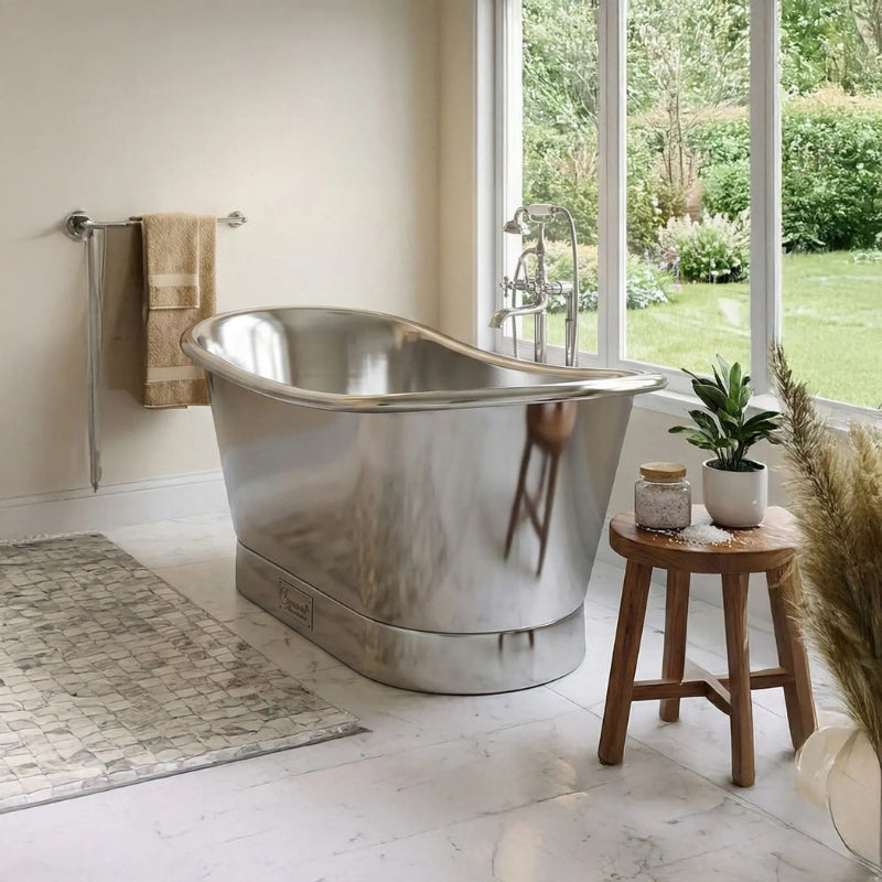 Coppersmith Creations Straight Base Stainless Steel Bathtub (1 size, Full Steel) - Brand New Bathrooms