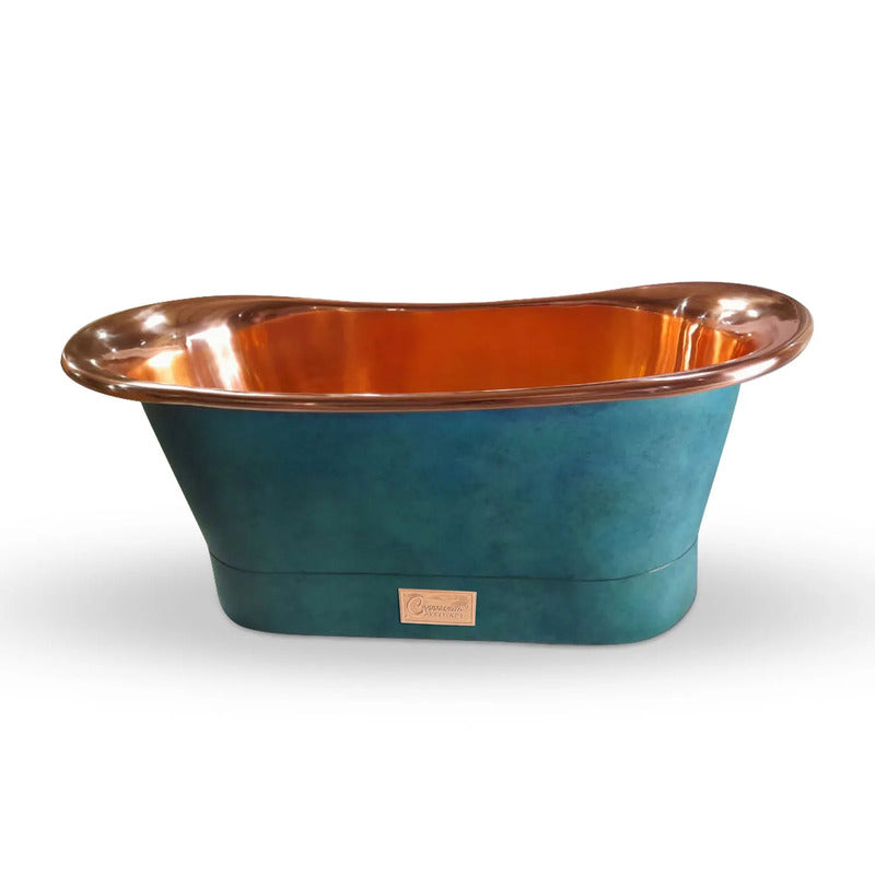 Coppersmith Creations Straight Base Copper Bathtub (1 size, Polished Copper Interior, Patina Exterior) - Brand New Bathrooms