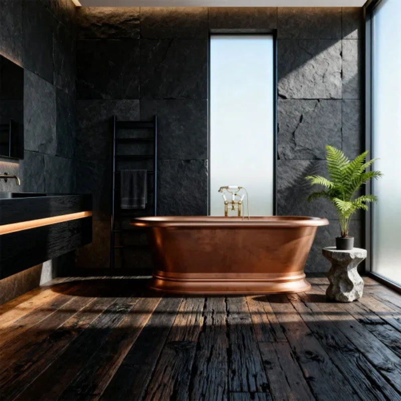 Coppersmith Creations Pedestal Copper Bathtub (2 sizes, Antique Copper) - Brand New Bathrooms