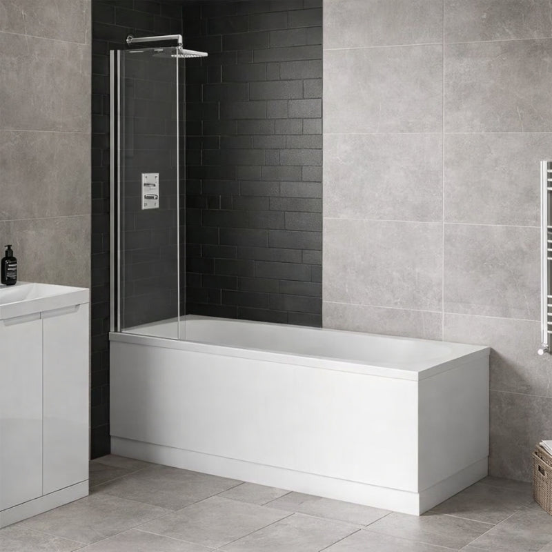 Brand New Bathrooms Mini Bath Screen (1 size, 2 styles, Chrome) - Brand New Bathrooms