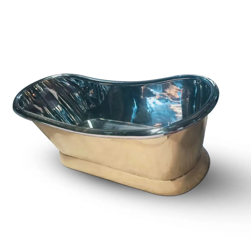 Coppersmith Creations Slanting Base Brass Bathtub (1 size, Nickel Plated Interior) - Brand New Bathrooms
