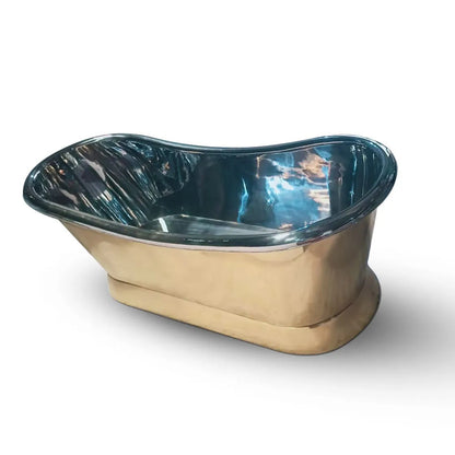 Coppersmith Creations Slanting Base Brass Bathtub (1 size, Nickel Plated Interior) - Brand New Bathrooms