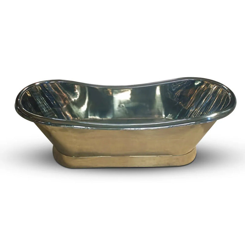 Coppersmith Creations Slanting Base Brass Bathtub (1 size, Nickel Plated Interior) - Brand New Bathrooms