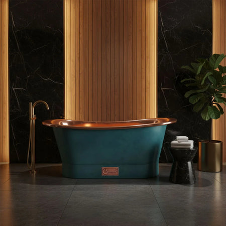 Coppersmith Creations Straight Base Copper Bathtub (1 size, Polished Copper Interior, Patina Exterior) - Brand New Bathrooms