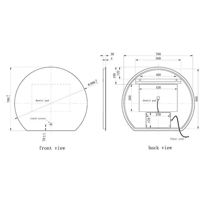 Tailored Bathrooms Olive Semi Circle LED Touch Mirror with Demist (1 size)