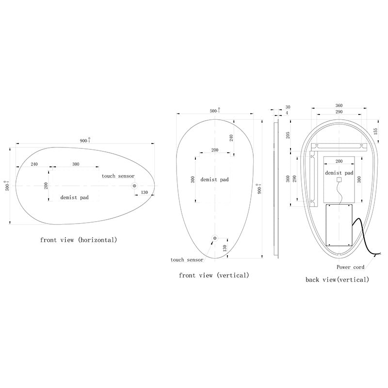 Tailored Bathrooms Jacob Teardrop LED Touch Mirror with Demist (1 size)