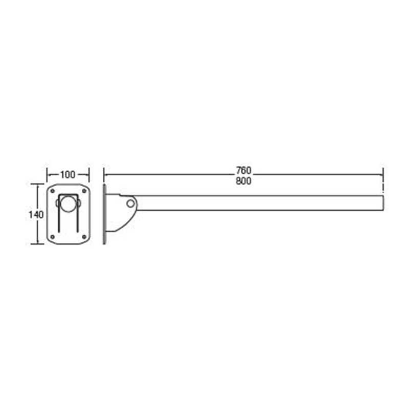 Bathex Friction Single Arm Hinged Stainless Steel Support Rail (1 size, Mirror Polished) - Brand New Bathrooms