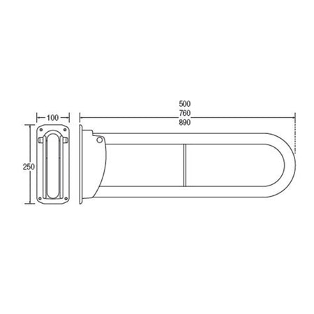Bathex Essential Double Arm Hinged Stainless Steel Support Rail (1 size, 2 Colours) - Brand New Bathrooms