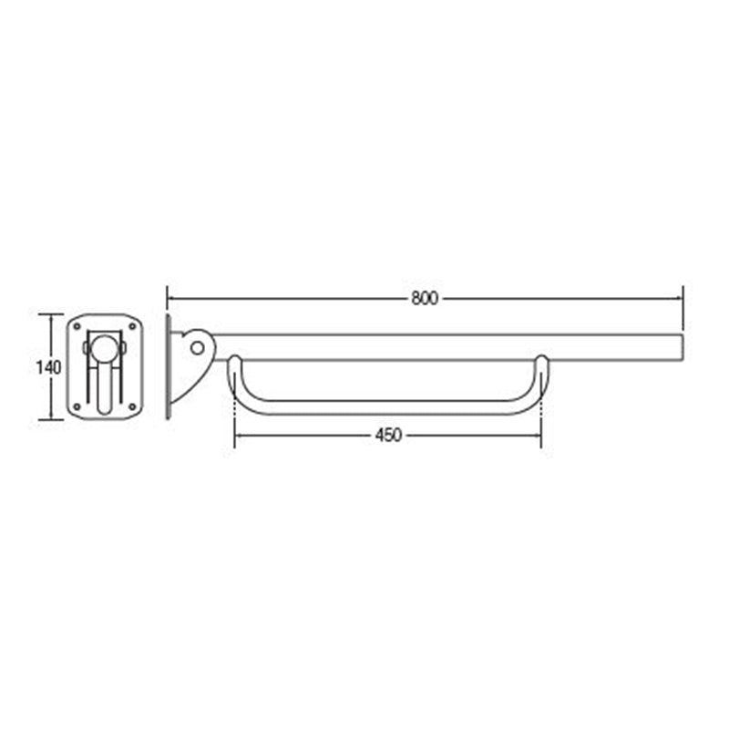 Bathex Friction Hinged Support Rail with Towel Rail (1 size, 2 colours) - Brand New Bathrooms