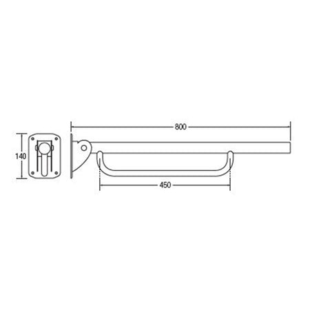 Bathex Friction Hinged Support Rail with Towel Rail (1 size, 2 colours) - Brand New Bathrooms