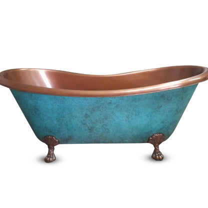Coppersmith Creations Clawfoot Copper Bathtub (2 sizes, Plain Antique Finish Interior, Patina Exterior) - Brand New Bathrooms