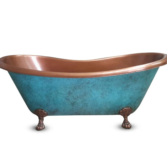 Coppersmith Creations Clawfoot Copper Bathtub (2 sizes, Plain Antique Finish Interior, Patina Exterior) - Brand New Bathrooms
