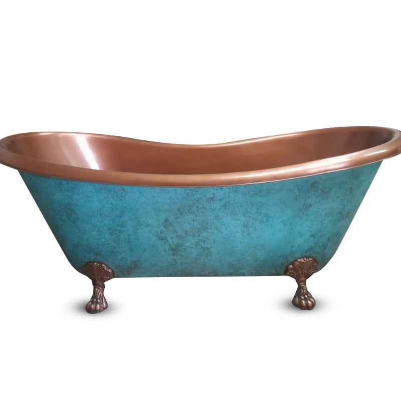 Coppersmith Creations Clawfoot Copper Bathtub (2 sizes, Plain Antique Finish Interior, Patina Exterior) - Brand New Bathrooms