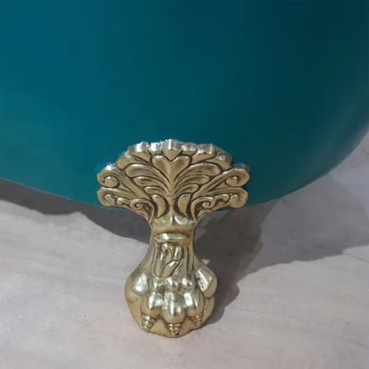 Coppersmith Creations Copper and Brass Clawfoot Legs Bathtub (1 size, Blue Green Exterior) - Brand New Bathrooms