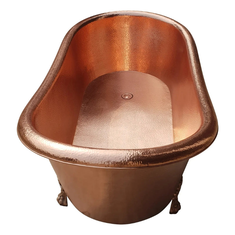 Coppersmith Creations Hammered Clawfoot Copper Bathtub Single Slipper (1 size, Full Copper) - Brand New Bathrooms