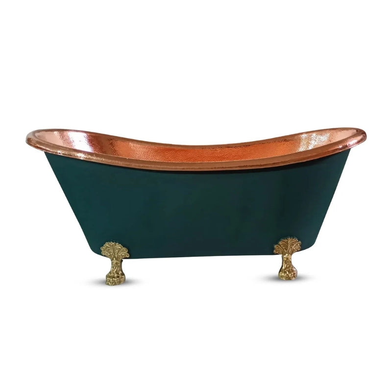 Coppersmith Creations Hammered Clawfoot Copper Bathtub (1 size, Blue Green Exterior) - Brand New Bathrooms