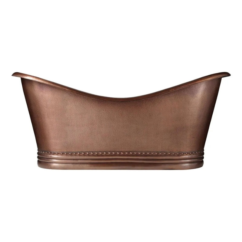 Coppersmith Creations Hammered Double Slipper Cascading Beaded Base Bathtub (2 sizes, Copper) - Brand New Bathrooms