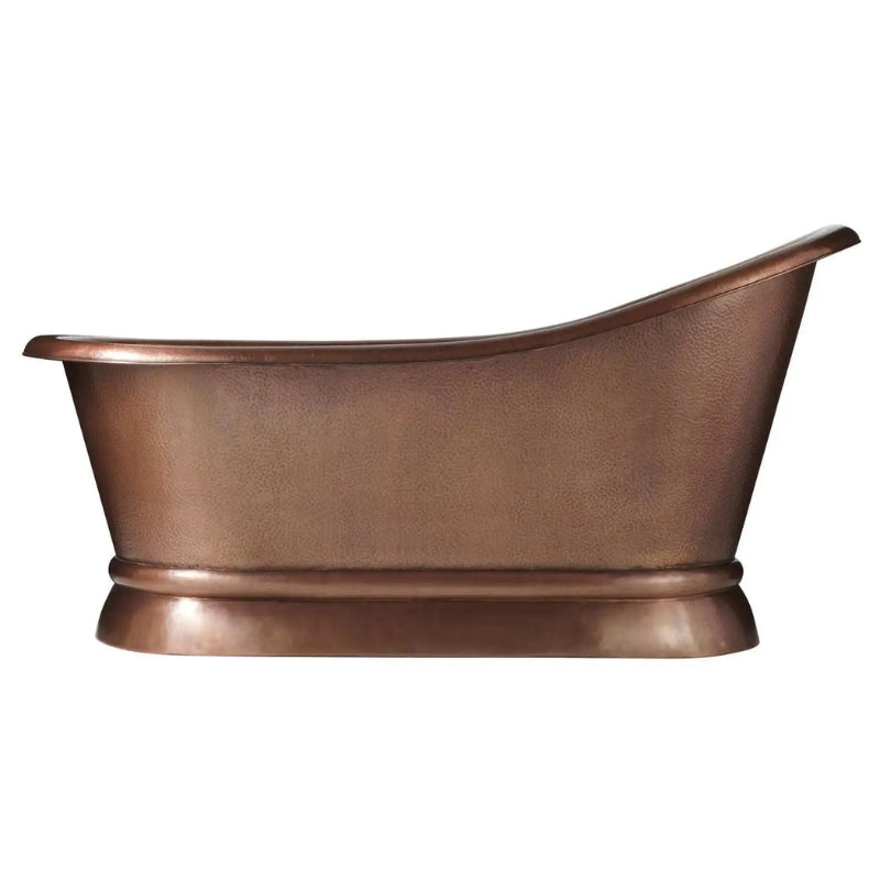 Coppersmith Creations Hammered Single Slipper Smooth Round Pedestal Base Bathtub (2 sizes, Antique Hammered Copper) - Brand New Bathrooms