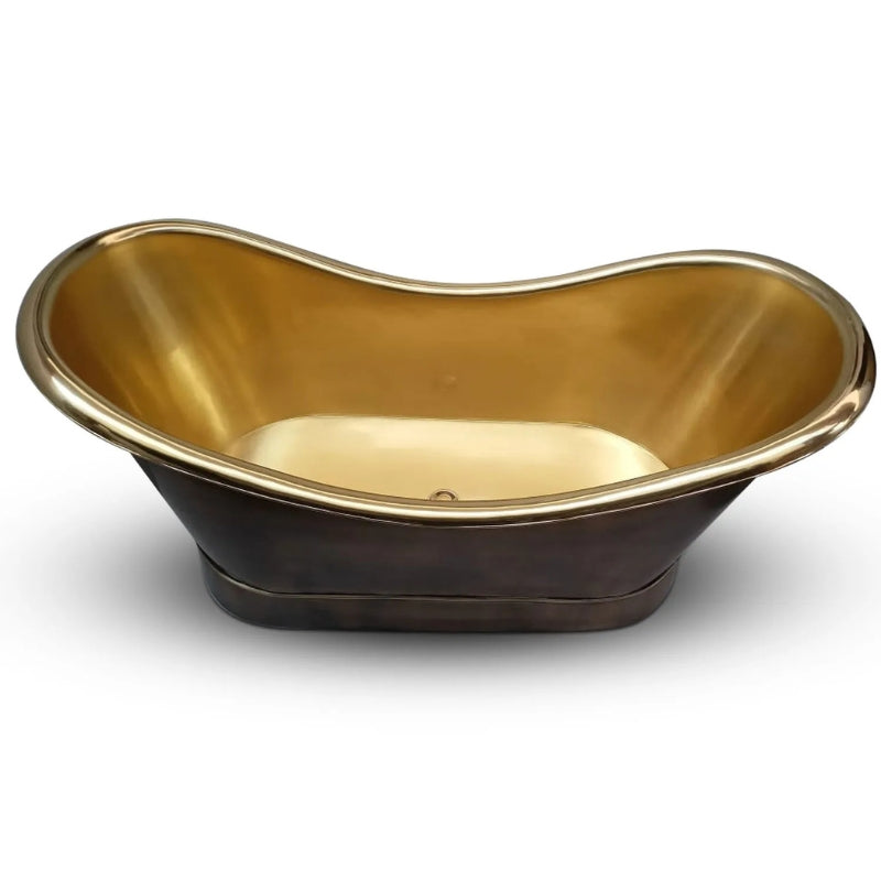 Coppersmith Creations Roll Top Brass Bathtub (1 size, Polished Brass Interior, Antique Brass Exterior) - Brand New Bathrooms