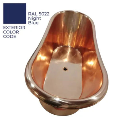 Coppersmith Creations Slanting Base Copper Bathtub (1 size, Copper Base and Interior, Night Blue Exterior) - Brand New Bathrooms