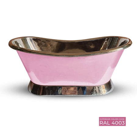 Coppersmith Creations Slanting Base Copper Bathtub (1 size, Nickel Interior, Heather Violet Exterior) - Brand New Bathrooms