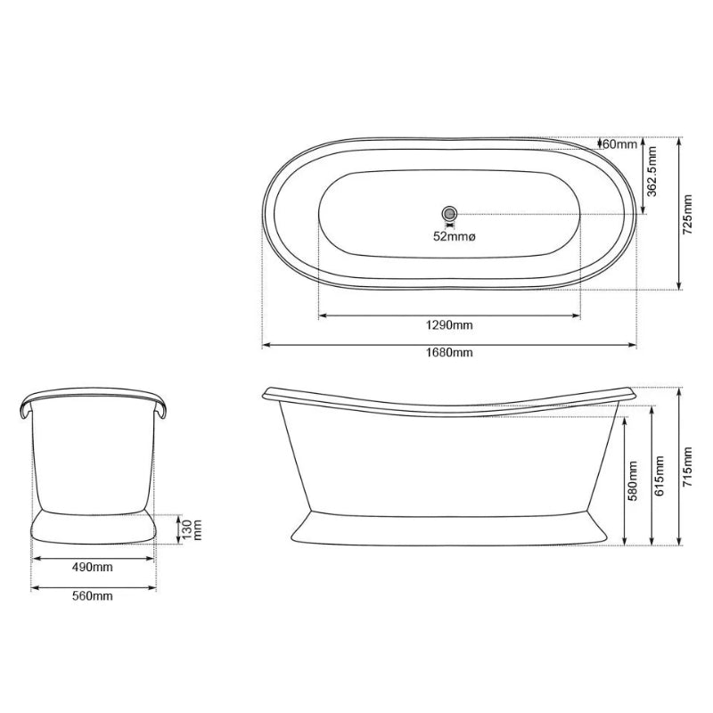 Coppersmith Creations Slanting Base Copper Bathtub (1 size, Nickel Interior, Matt White Exterior) - Brand New Bathrooms