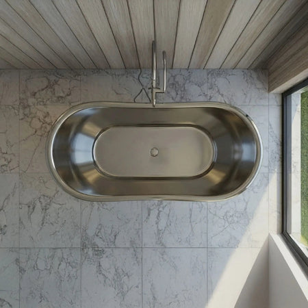 Coppersmith Creations Slanting Base Stainless Steel Bathtub (1 size, Weathered Patina) - Brand New Bathrooms