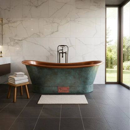 Coppersmith Creations Straight Base Copper Bathtub (1 size, Blue Green) - Brand New Bathrooms