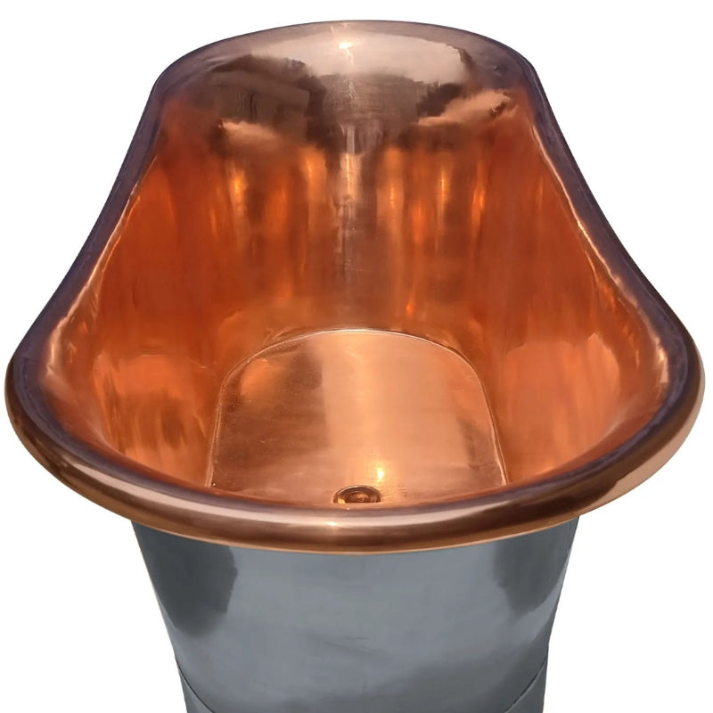 Coppersmith Creations Straight Base Copper Bathtub (1 size, Polished Copper Interior, Black Grey Exterior) - Brand New Bathrooms