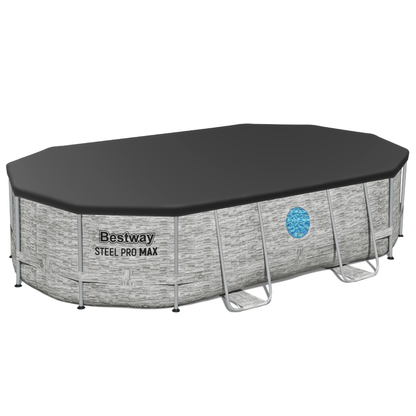 Bestway 16ft x 10ft x 42" Oval Steel Pro MAX™ Splashview Above Ground Swimming Pool, Sand Filter Pump & Accessories